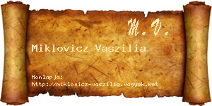 Miklovicz Vaszilia névjegykártya